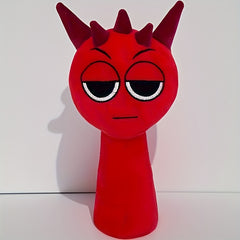 Red Plush Snake Puppet Toy Stuffed Animal with Expressive Eyes & Horns