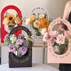 4pcs Portable Flower Basket Paper Bouquet Box Packaging Bag