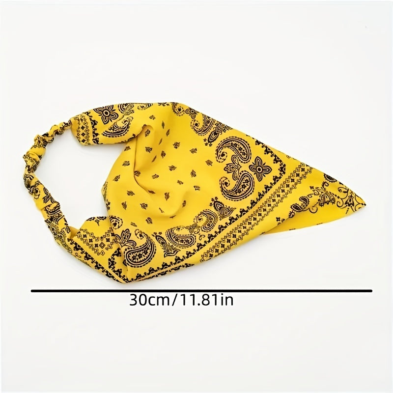 Paisley Print Head Scarf Triangle Bandana Hairband Elastic Headwrap