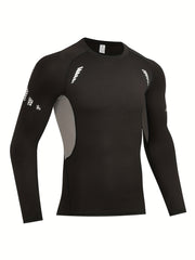 Men's Solid Compression Shirt Breathable Long Sleeve Top