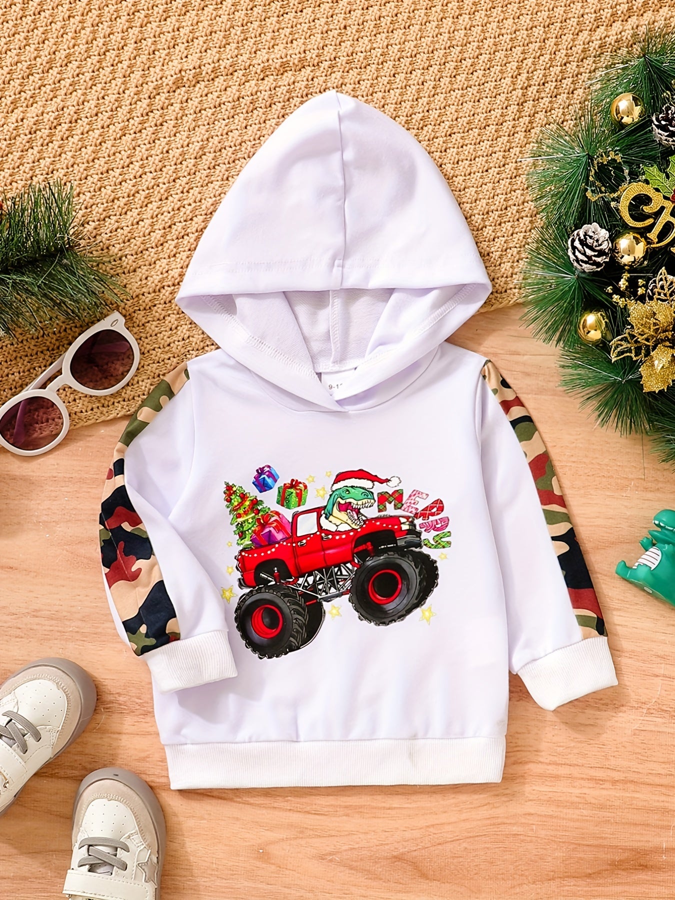 Toddler Boys Christmas Dinosaur Hoodie