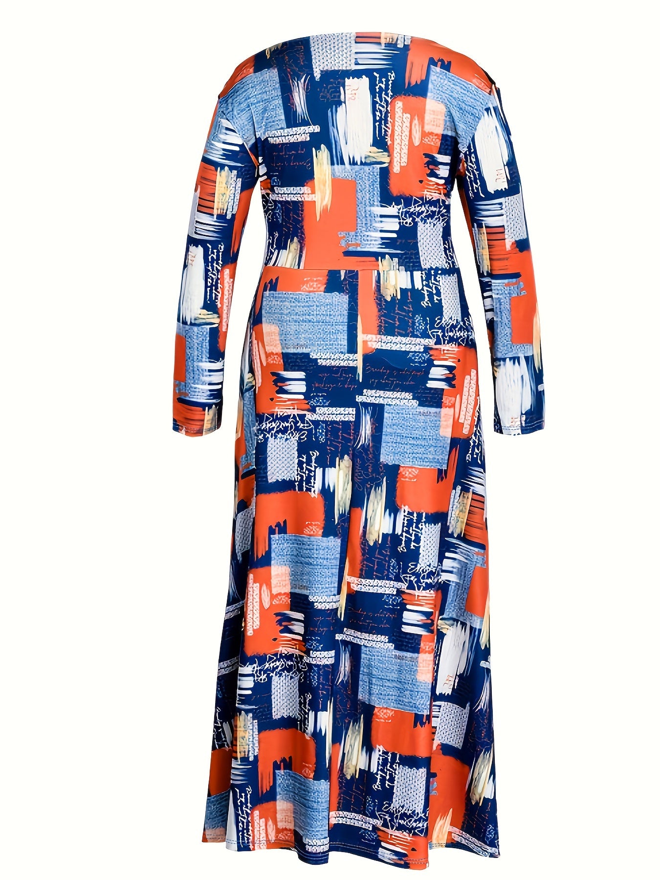  Allover Print V Neck Maxi Dress