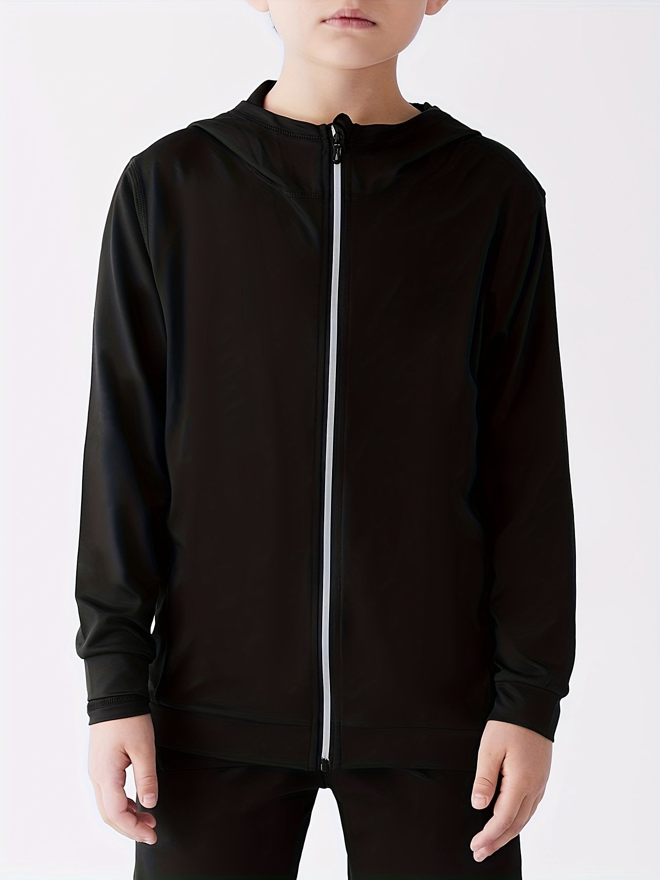 Boys Sports Zipper Hooded Top Long Sleeve Jacket - Quick Dry