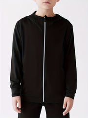 Boys Sports Zipper Hooded Top Long Sleeve Jacket - Quick Dry