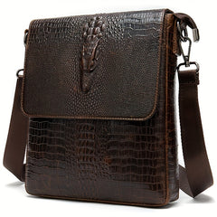 Vintage Crocodile Pattern Leather Bag for Work Commuting