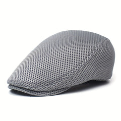 Men's Mesh Flat Cap Breathable Summer Newsboy Hat Cabbie