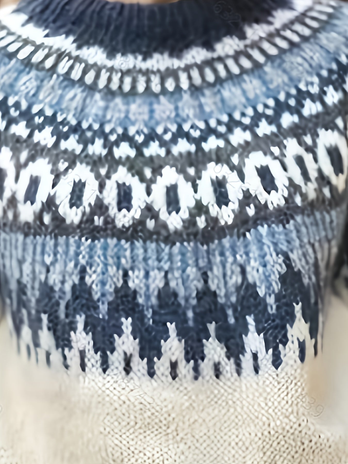 Fair Isle Pattern Crew Neck Sweater Vintage Long Sleeve Sweater