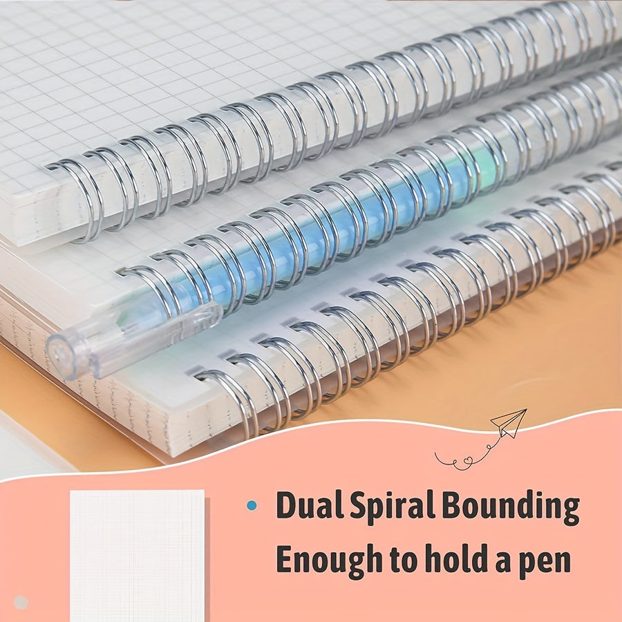 3 Pack Spiral Notebook Mesh Lined Blank 100gsm Thick Paper