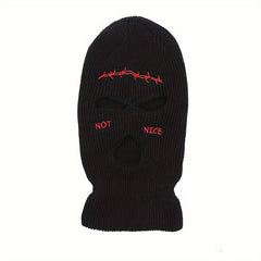 Men's Embroidered Balaclava Knitted Mask Beanie Winter Face Cover