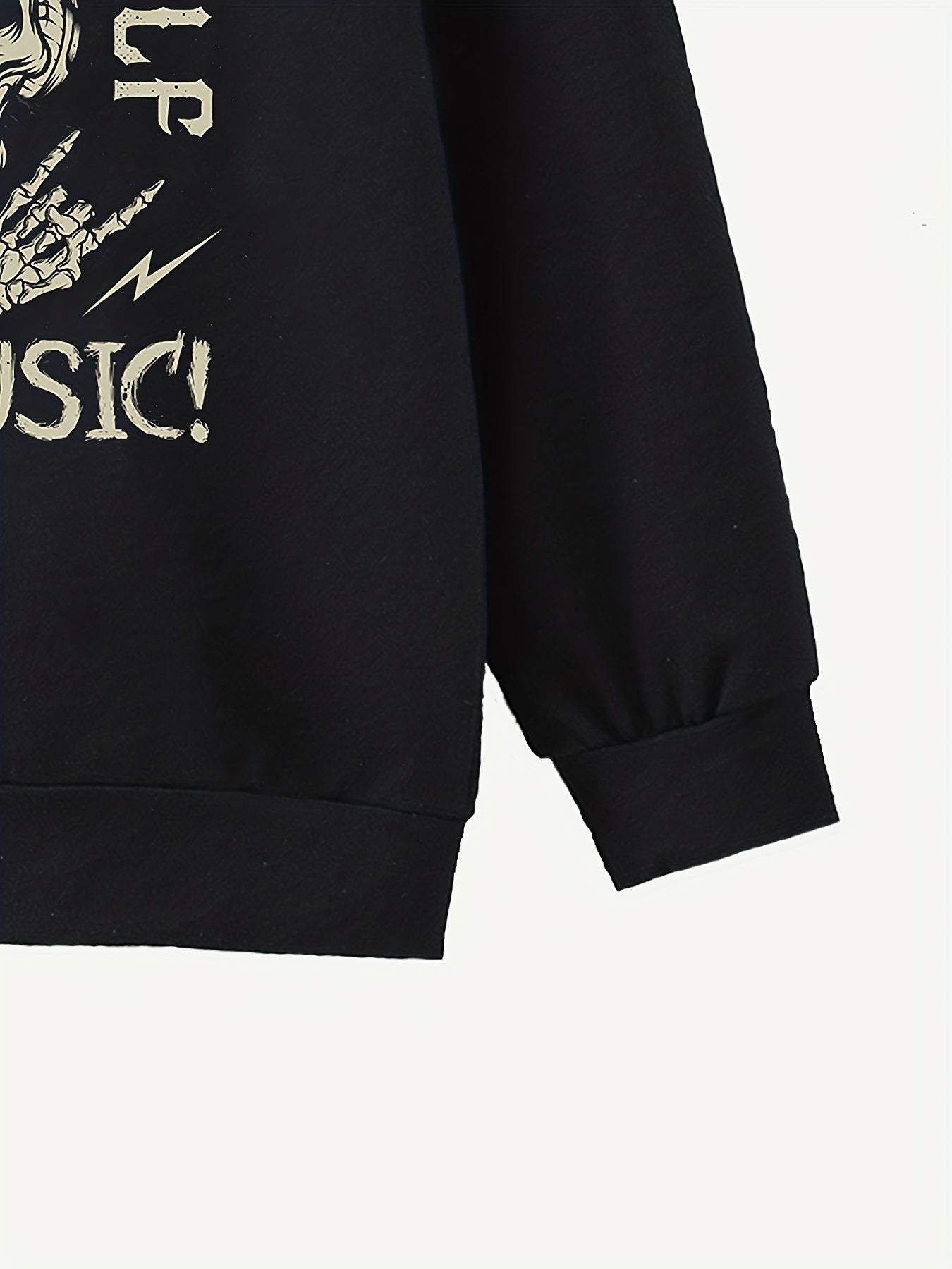 Funny Music Skull Print Boys Casual Pullover Hoodie