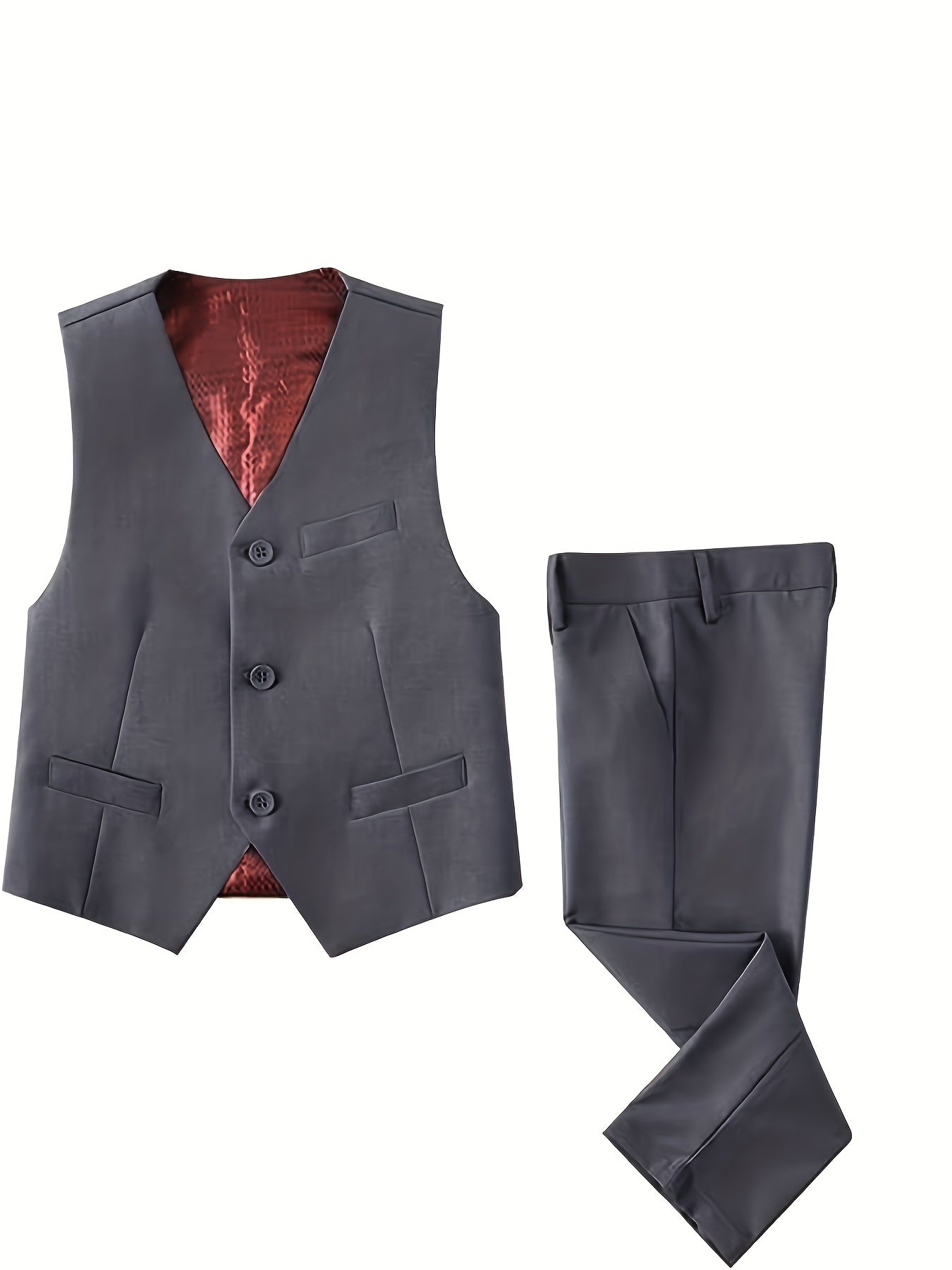 2pcs Boys Formal Outfits Pants&Vest Set For Competition Wedding Dress