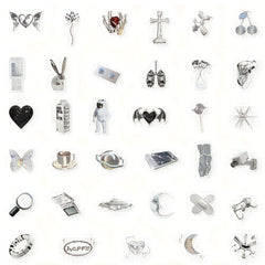 66pcs Silvery Item Stickers Laptop Mobile Phone Case Decals