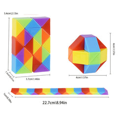6pc Mini Rainbow Fidget Snake Cube Puzzle Toys for Youngsters Ages 3