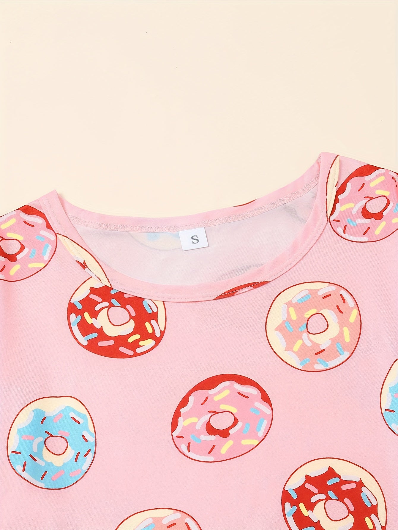 Donut Print Pajama Set Short Sleeve & Shorts