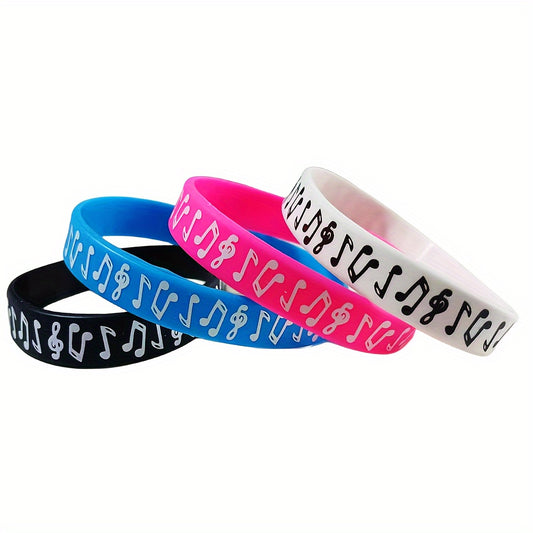 4pcs Music Note Silicone Bracelet Stylish Rubber Wristband