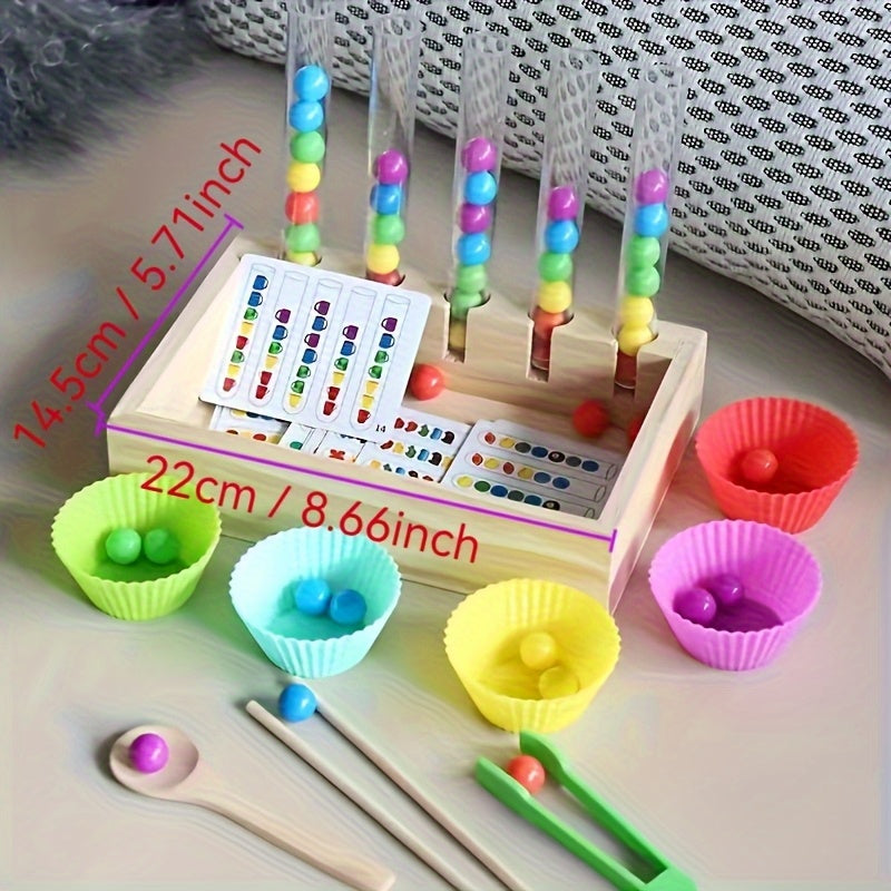 Wooden Bean Counting Game Educational Toy Interactive Learning Activity