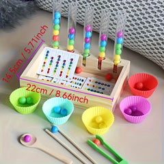 Wooden Bean Counting Game Educational Toy Interactive Learning Activity