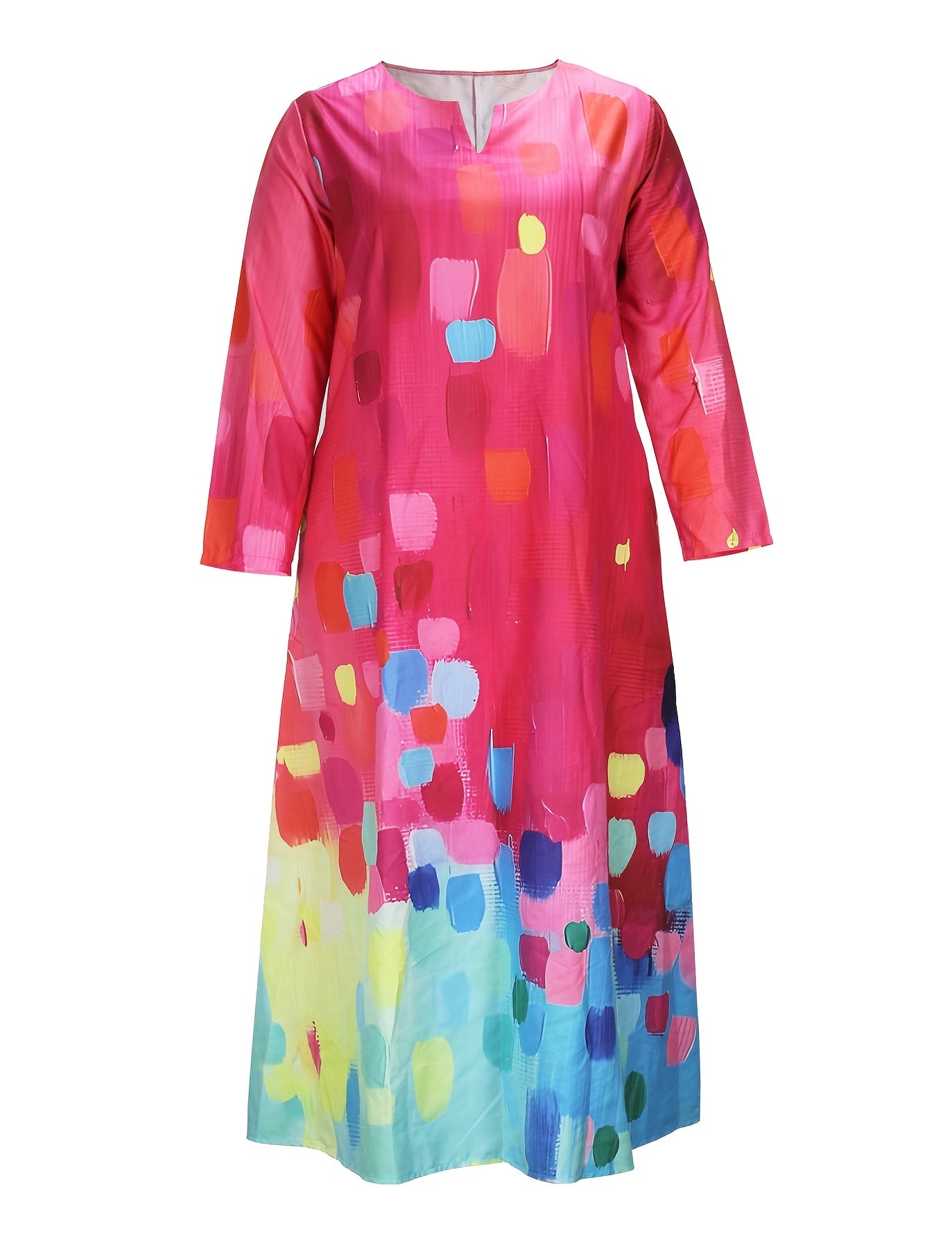  Colorblock Painting Print Maxi Dress