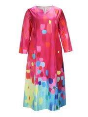 Colorblock Painting Print Maxi Dress