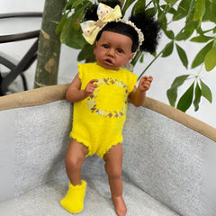 16" Dark Skin Reborn Doll Soft Silicone Vinyl Full Body Bathable