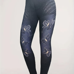 Butterfly Print High Rise Retro Leggings