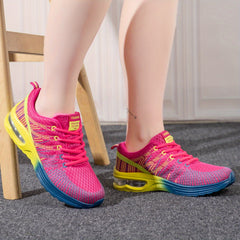Ombre Lace Up Running Shoes Air Cushion Breathable Sneakers