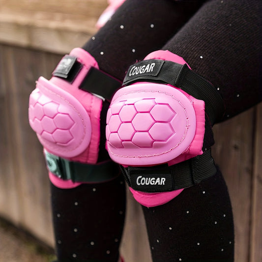 Adjustable Knee & Elbow Protection Set for Kids, S Size 3-8 Yrs, M Size 7-12 Yrs