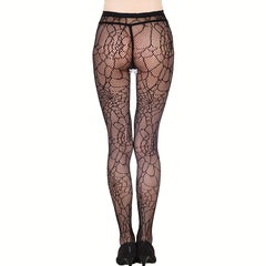 2 Pack Spider Web Pattern Tights - High Waist Fishnet Pantyhose
