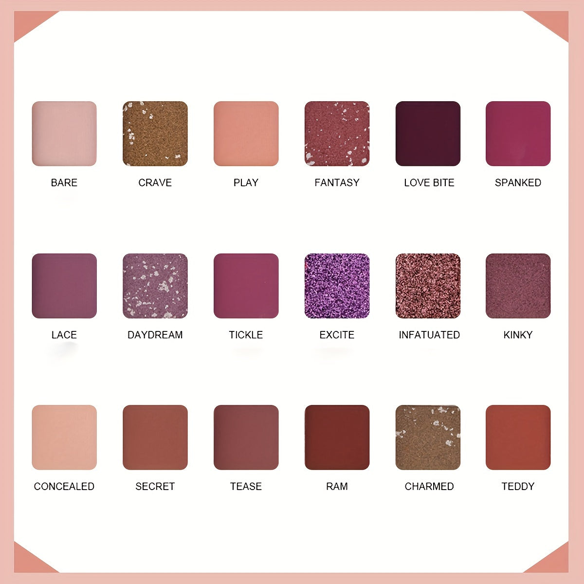 Desert Rose Eyeshadow Palette - Brown Pink Purple Tone Matte Pearly Finish