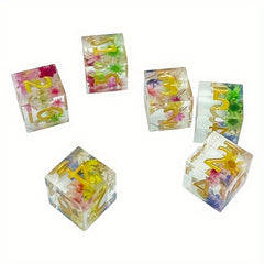 6pcs Resin Digital Dice Transparent Petal Dice For Board Game