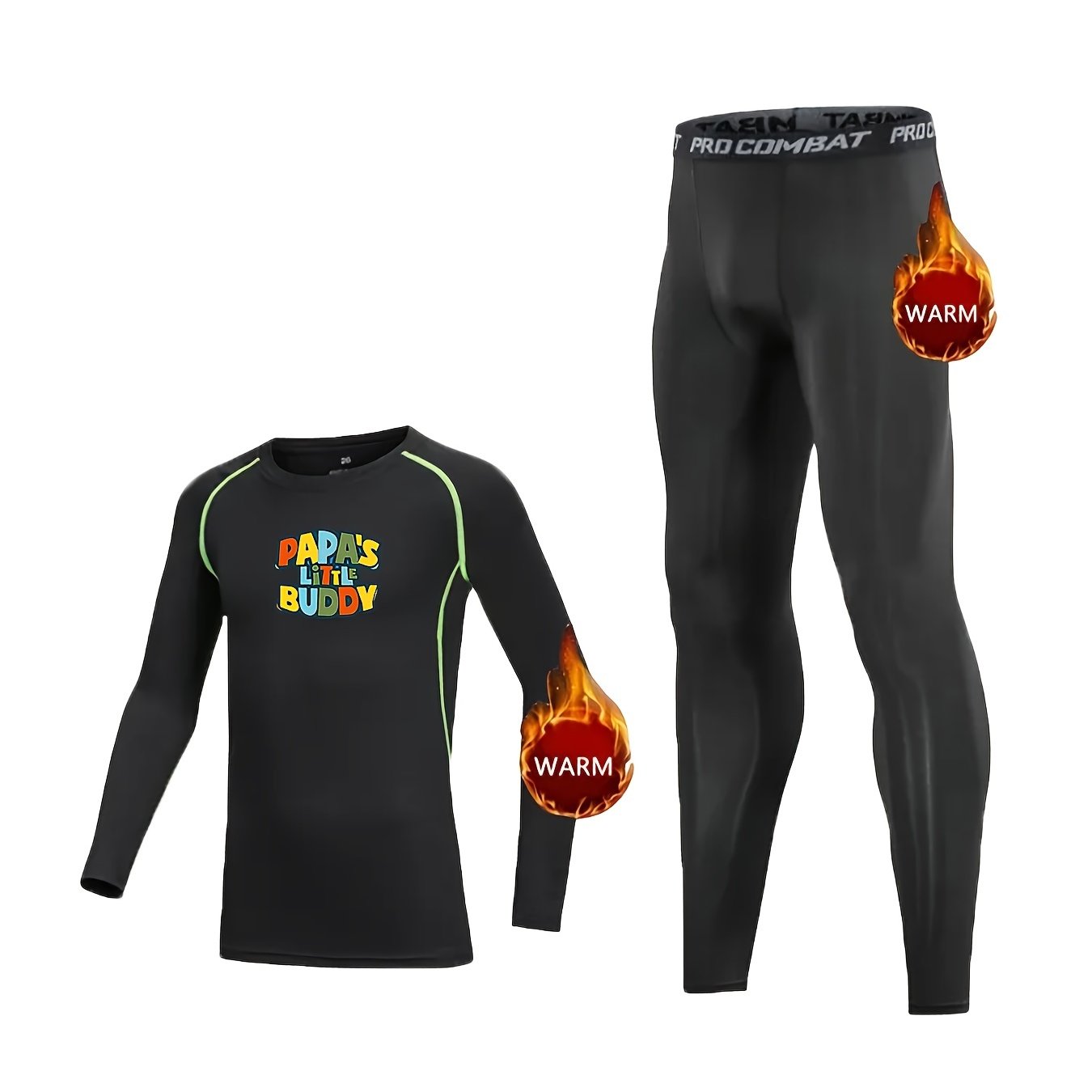 2pcs Kids Fleece Compression Sets Letter Print Pullover Matching Pants