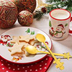 8pcs Christmas Spoon Set Stainless Steel for Drink Mixing Milkshake and Jam