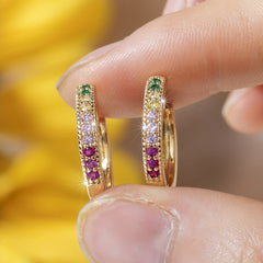 Colorful Zircon Ladies Round Earrings Women's Fine Jewelry