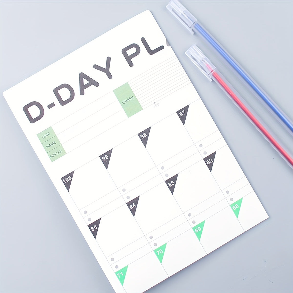2pcs 100 Days Planner Self Discipline Learning Schedule
