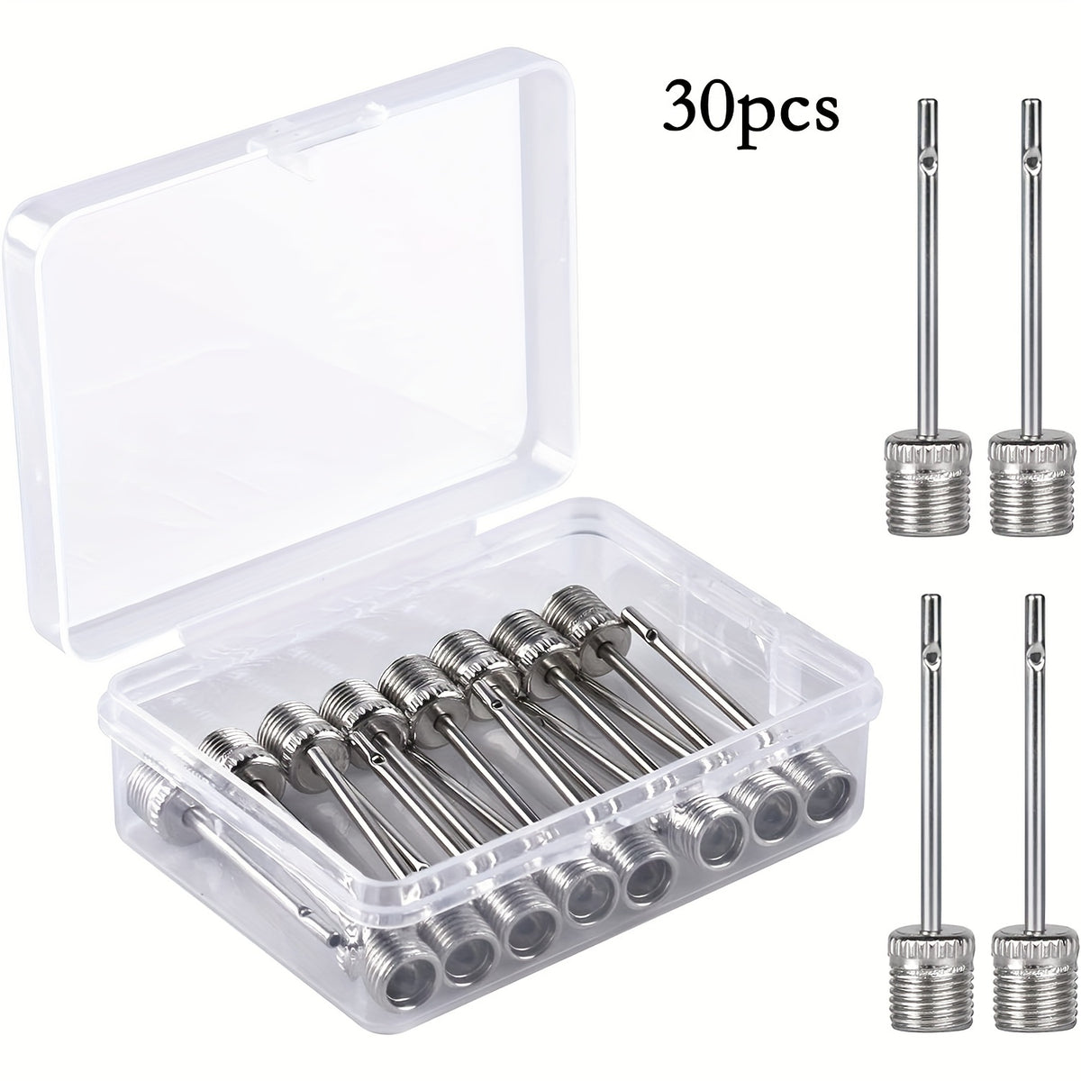 30pcs Stainless Steel Air Pump Needle Inflation Needles with Storage Box