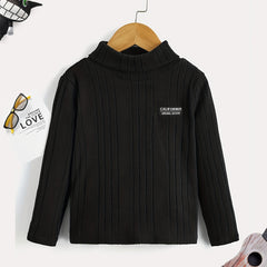 Boys Letter Print Sweater Round Neck Long Sleeve Knit Top