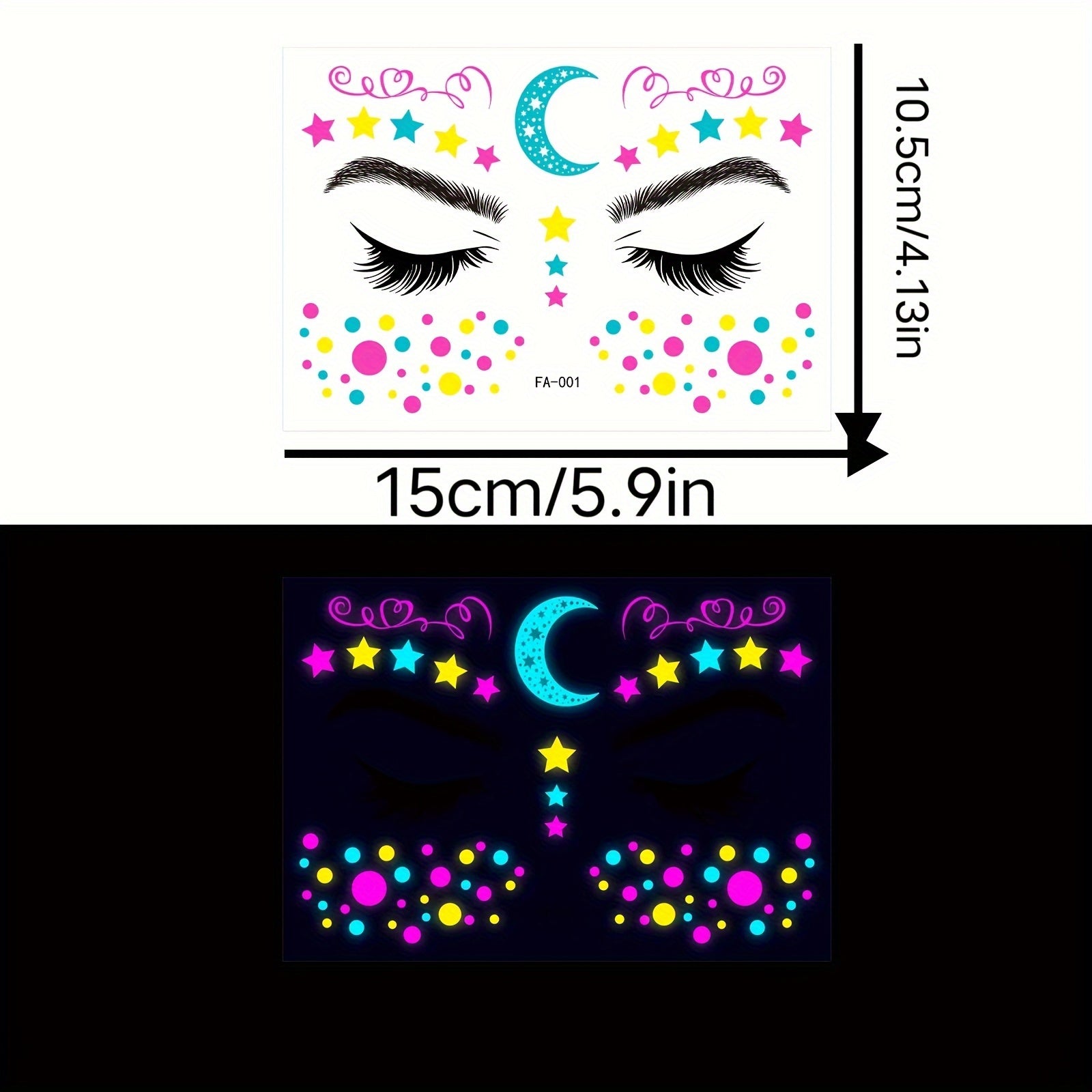 Glow-in-Dark Face Tattoos Neon Stickers for Events