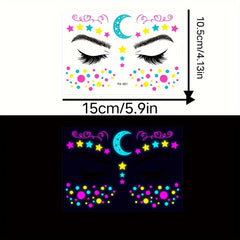 Glow-in-Dark Face Tattoos Neon Stickers for Events