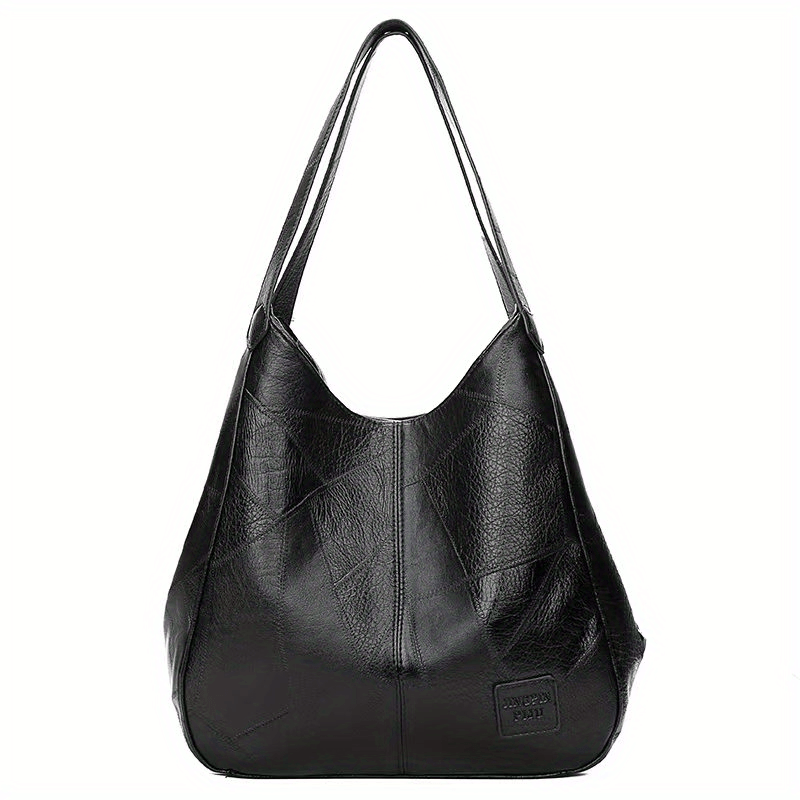 Vintage PU Hobo Bag Large Capacity Tote Bag Women's Travel Shoulder Bag