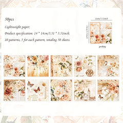 50pcs Flower Theme Paper Plants DIY Journal Decoration Collage