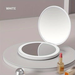 LED Travel Makeup Mirror Lighted Compact Mirror Handheld Double Sided Portable