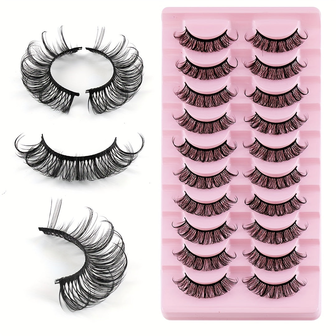 10 Pairs Fluffy Thick False Eyelashes Natural Volume Soft Long Full Strip Lashes