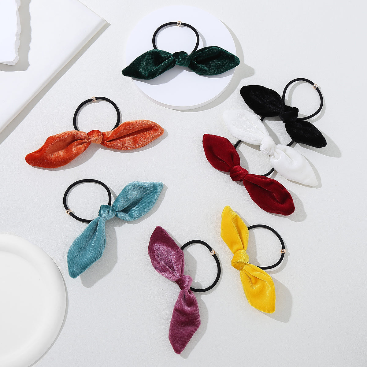 8pcs Minimalist Bow Hair Tie Scrunchie Ponytail Holder