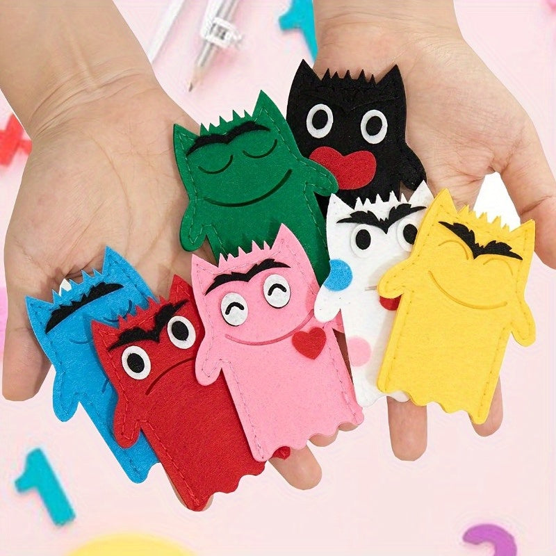 7pc Emotional Monster Plush Hand Puppets DIY Material Pack Fun Dura