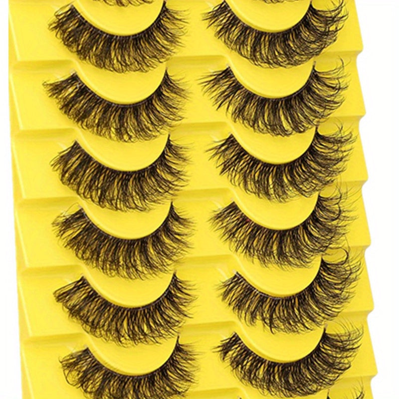 10 Pairs Fluffy 3D Natural Volume Curly False Eyelashes for Party Daily Use