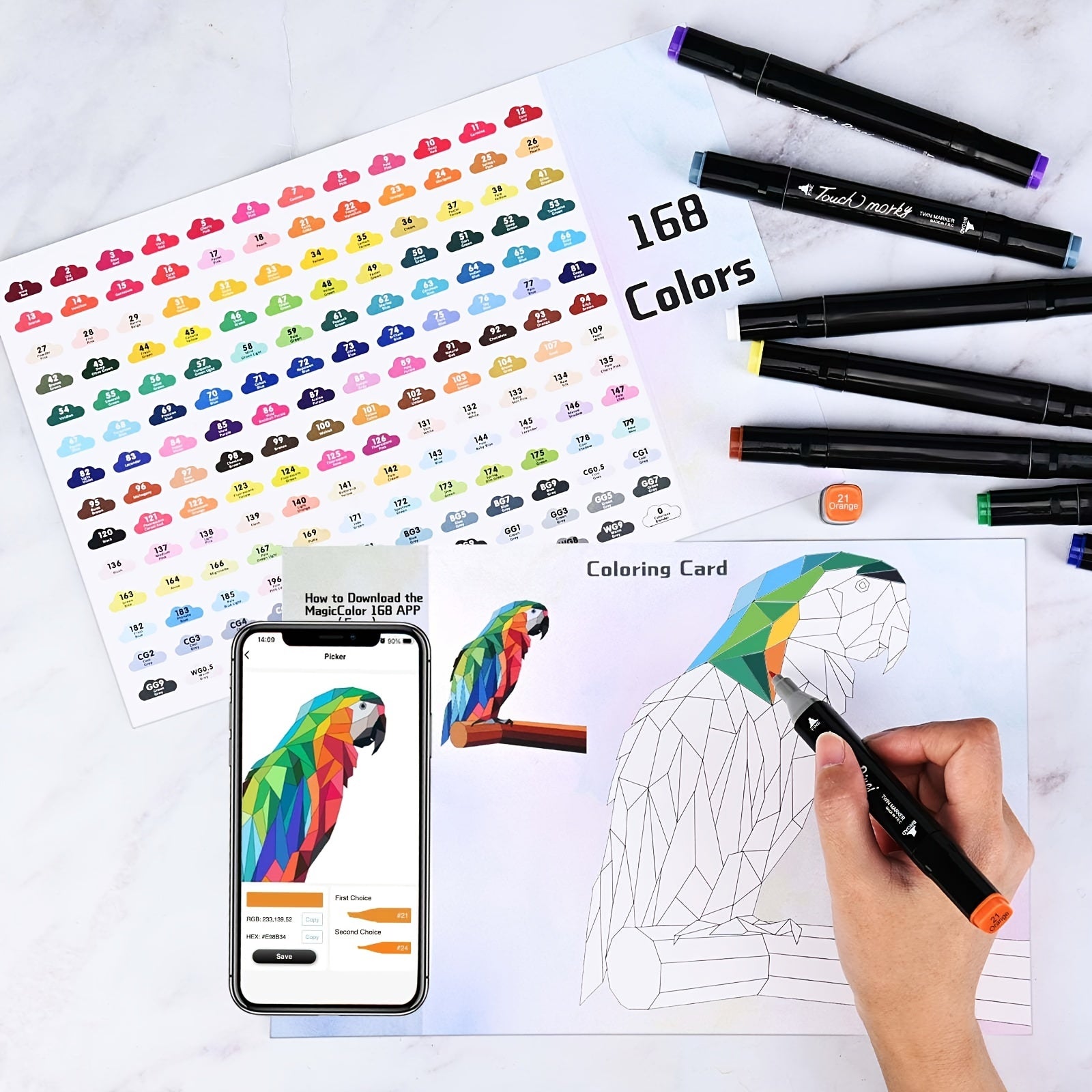 168 Dual Tip Art Markers Set with Blender Marker