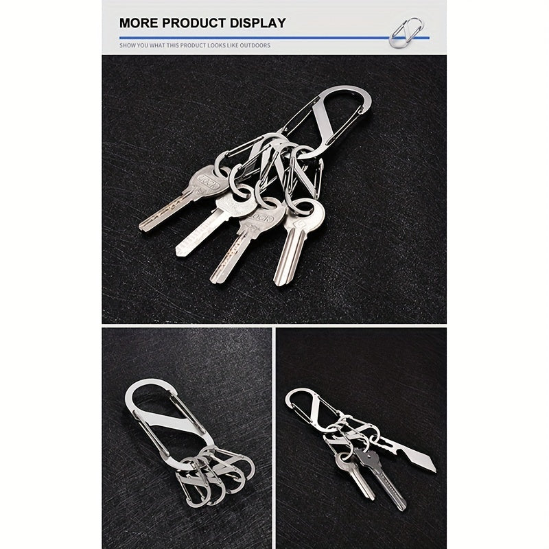 5pcs S Type Stainless Steel Carabiner Mini Keychain Hook