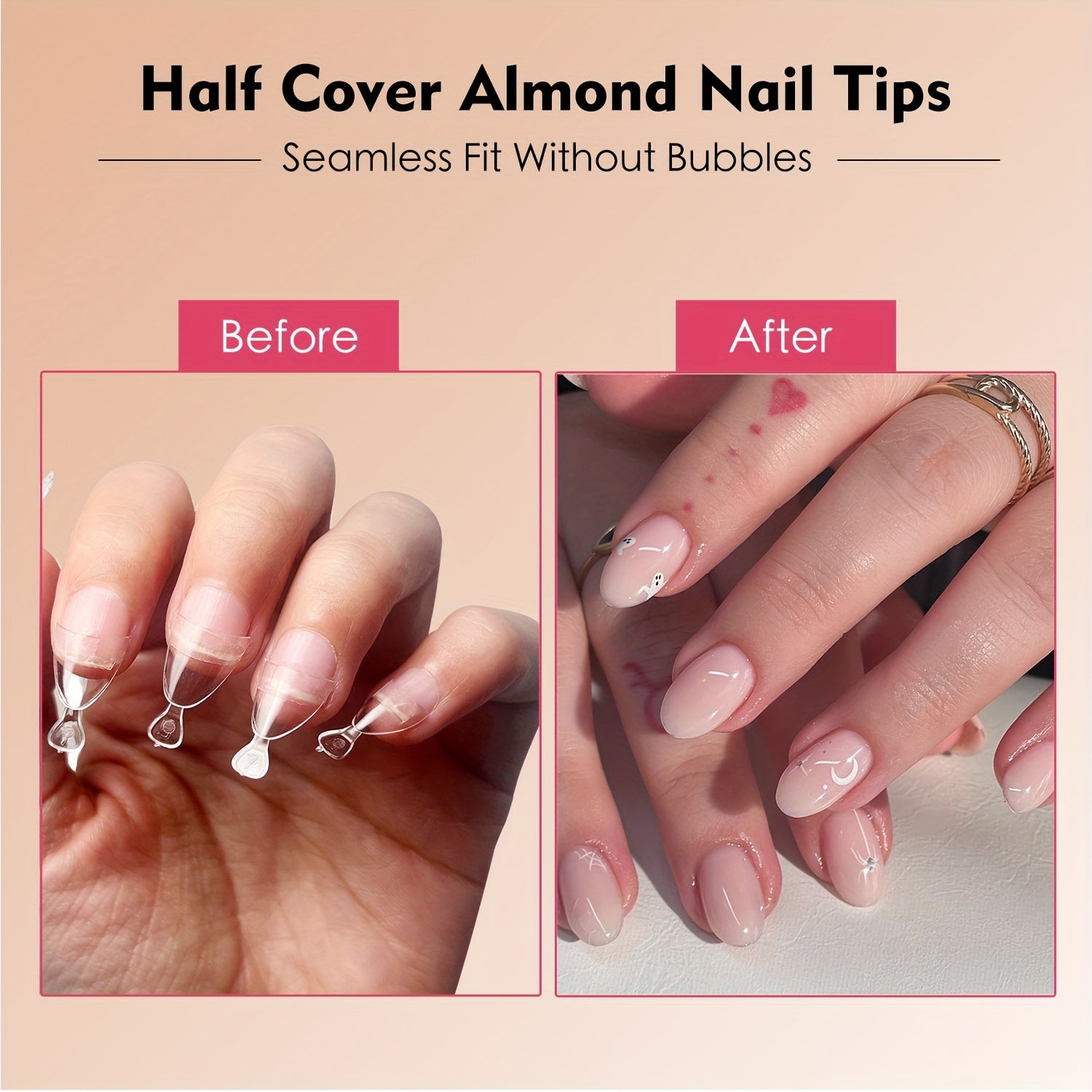 240pcs Half Matte Glow Almond False Nails Display