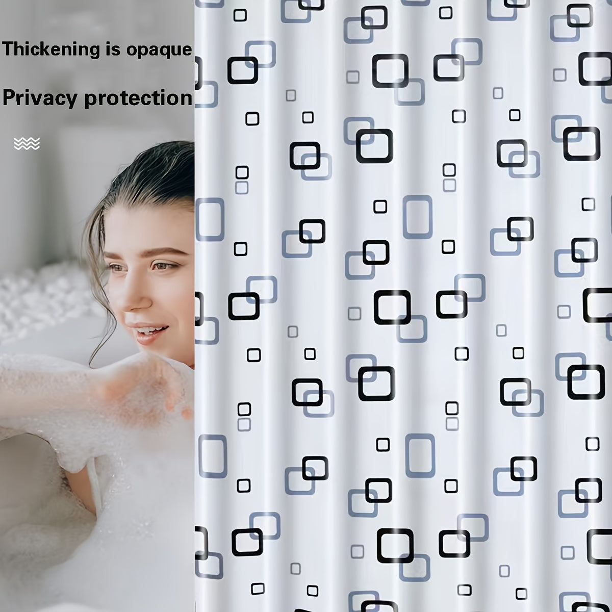 Small Checkered Shower Curtain PEVA Waterproof with Hooks Bathroom Accessories