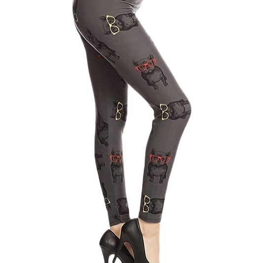 Women's Plus Puppy Print High Rise Leggings